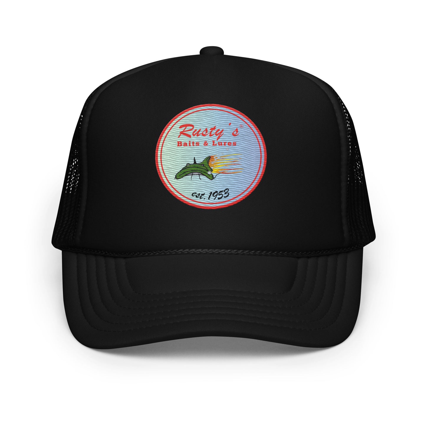 Rusty's Baits and Lures since 1953 Gradient Foam trucker hat