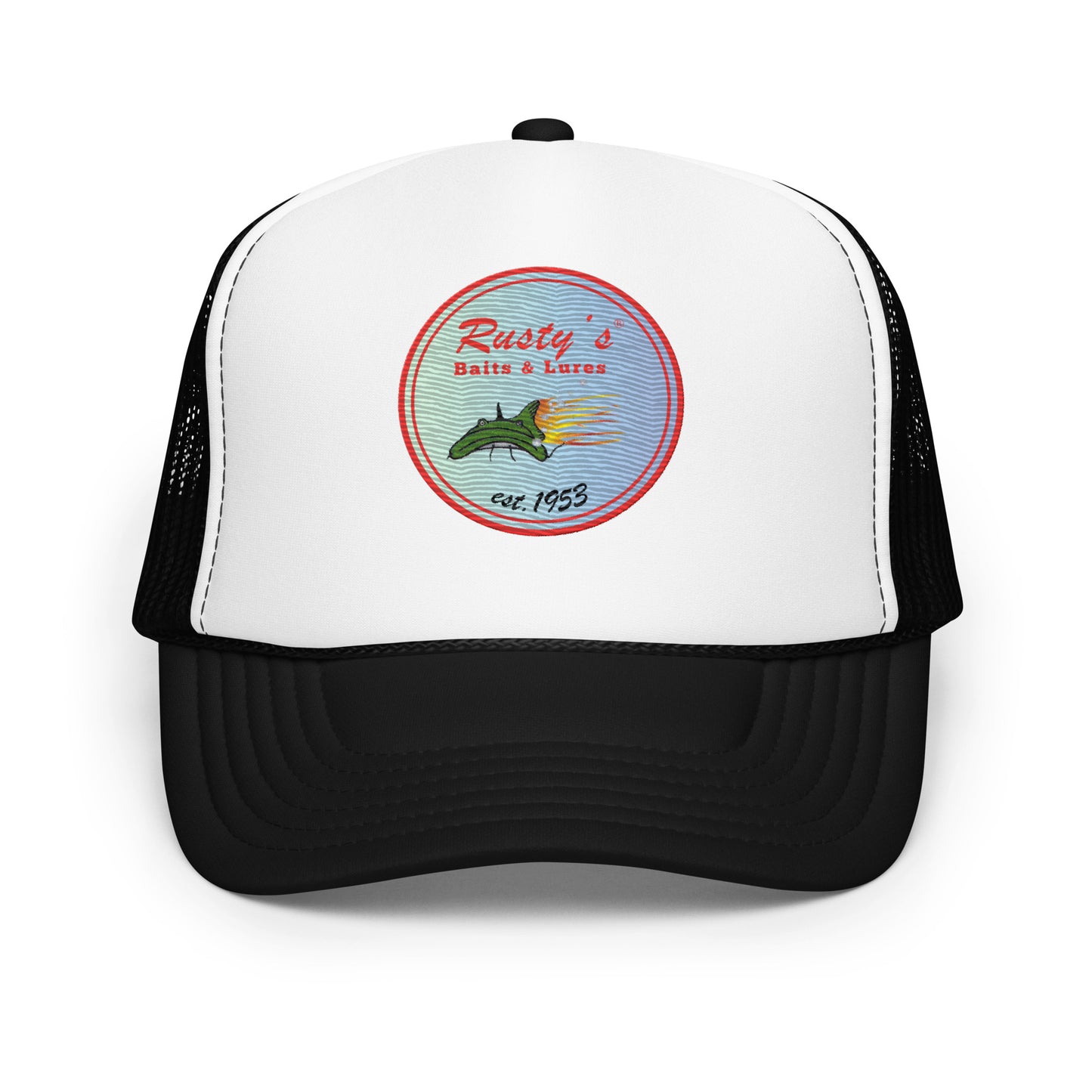 Rusty's Baits and Lures since 1953 Gradient Foam trucker hat