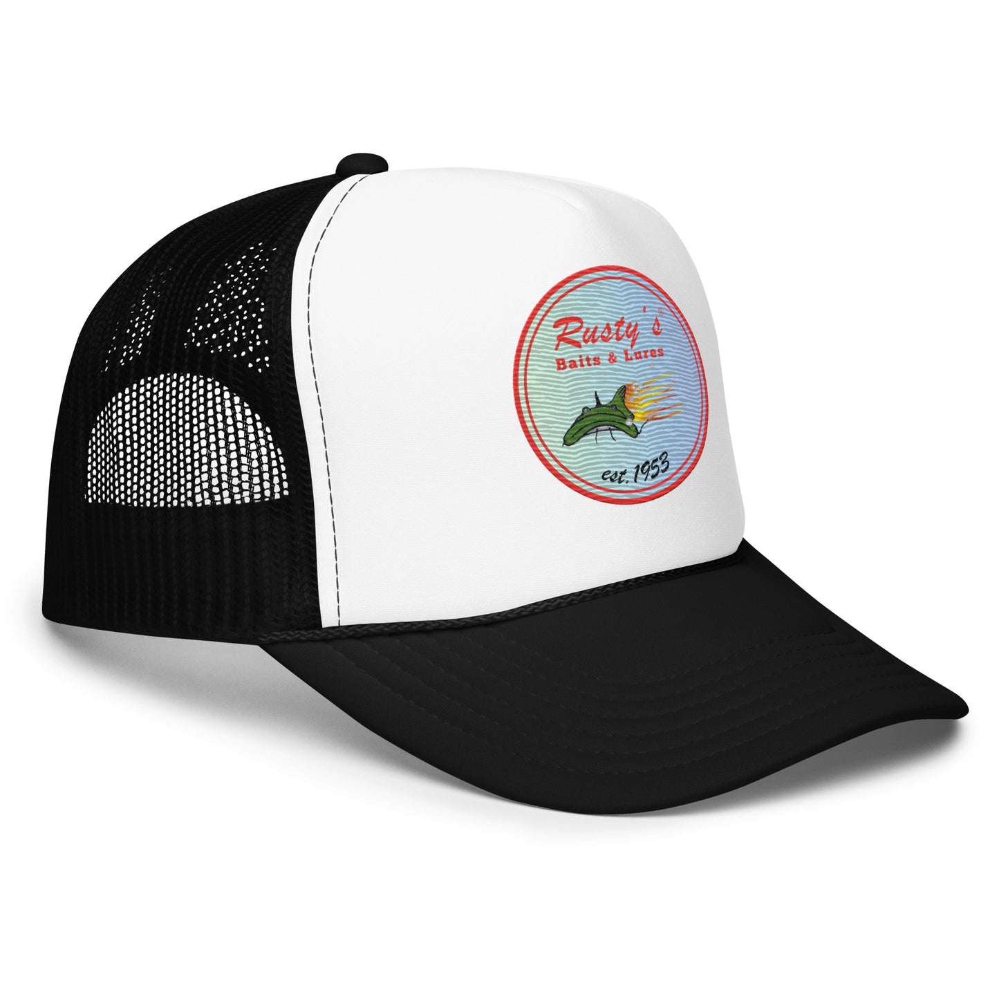 Rusty's Baits and Lures since 1953 Gradient Foam trucker hat