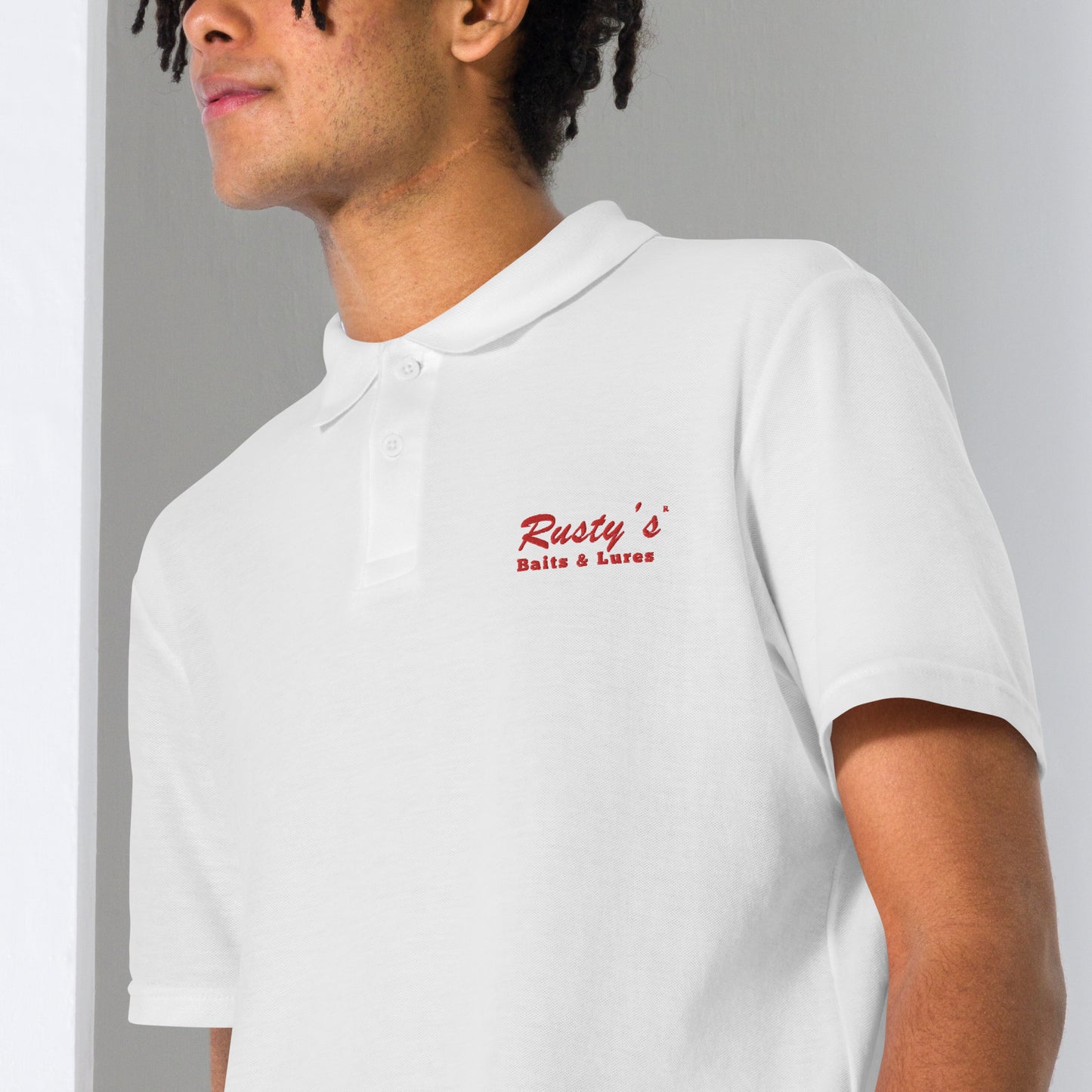 Rusty's Baits and Lures embroidered Polo